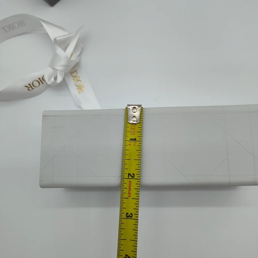 DIOR Sunglasses Case White Cannage Box Gray Fabric Storage Box Ribbon Set EUC